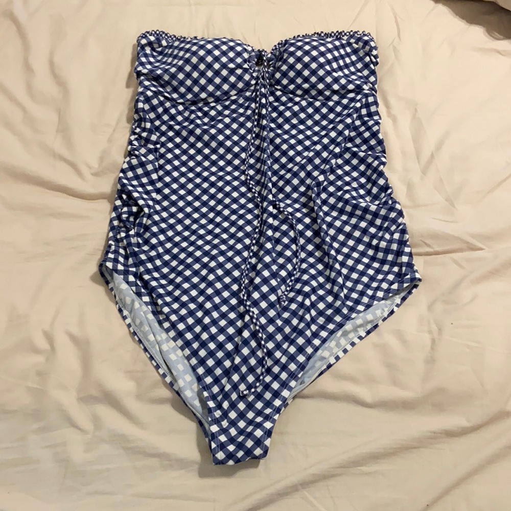 Motherhood Maternity One Piece Swim Suit Blue